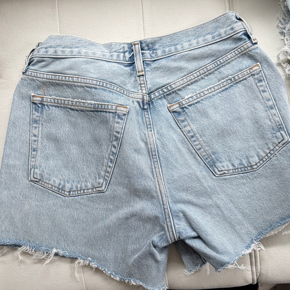 Agolde Distressed Light Blue Jean Shorts - Picture 2 of 2